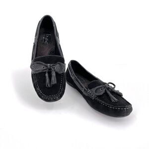 B.O.C. Born Concept Black Suede Leather Moccasin Loafers Women's Size 8